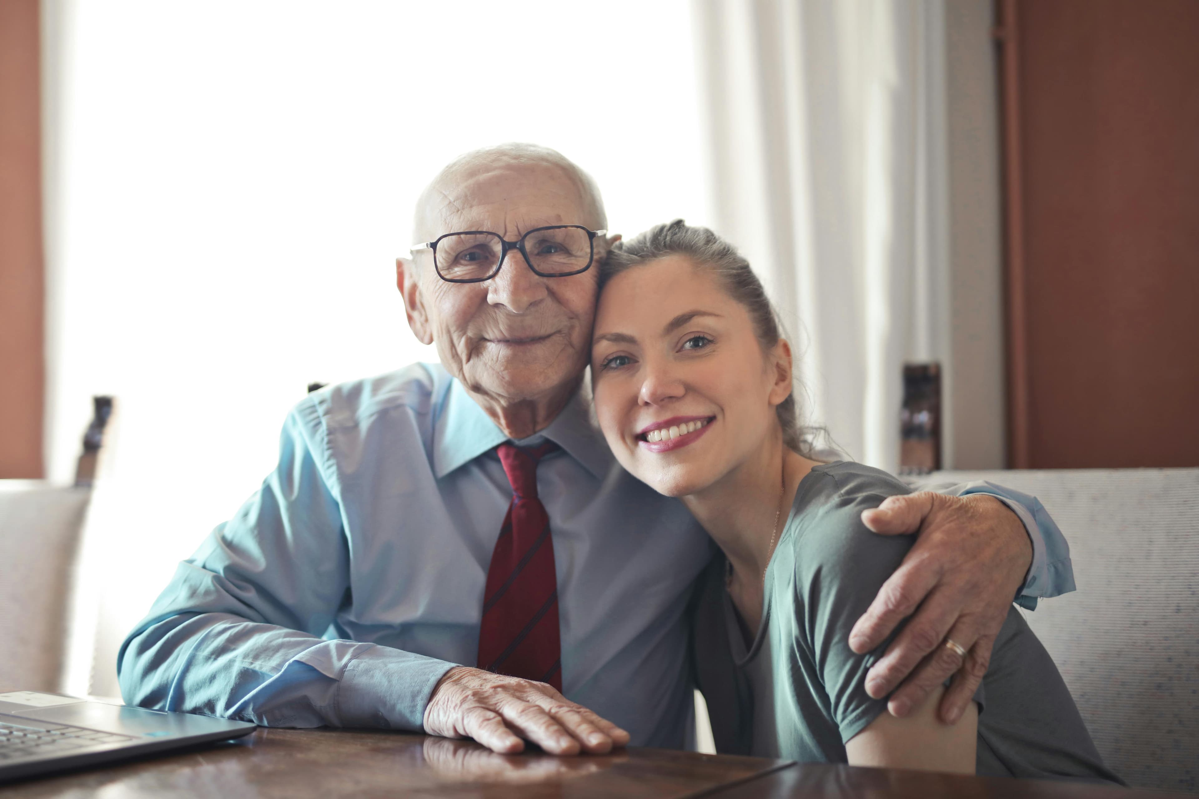 Healthcare professionals and seniors in care facility